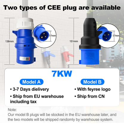 7kW Smart Portable EV Charger Type 2 - Wi-Fi App Control & Adjustable Amps