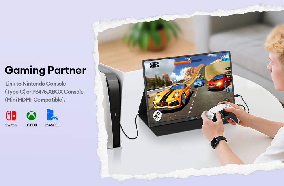 16" 4K Portable Monitor - 3840x2400 UHD IPS Display for Laptop & Gaming - 16