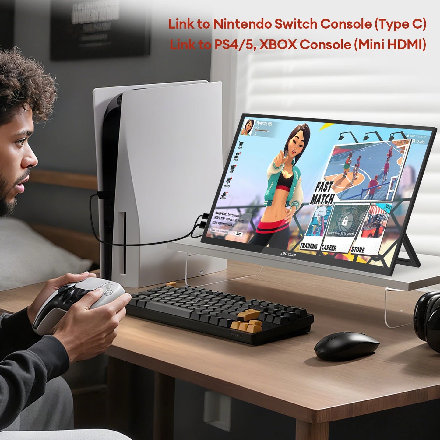 18.5" Touchscreen Portable Monitor 1080P IPS HDR Ultra-Slim Display