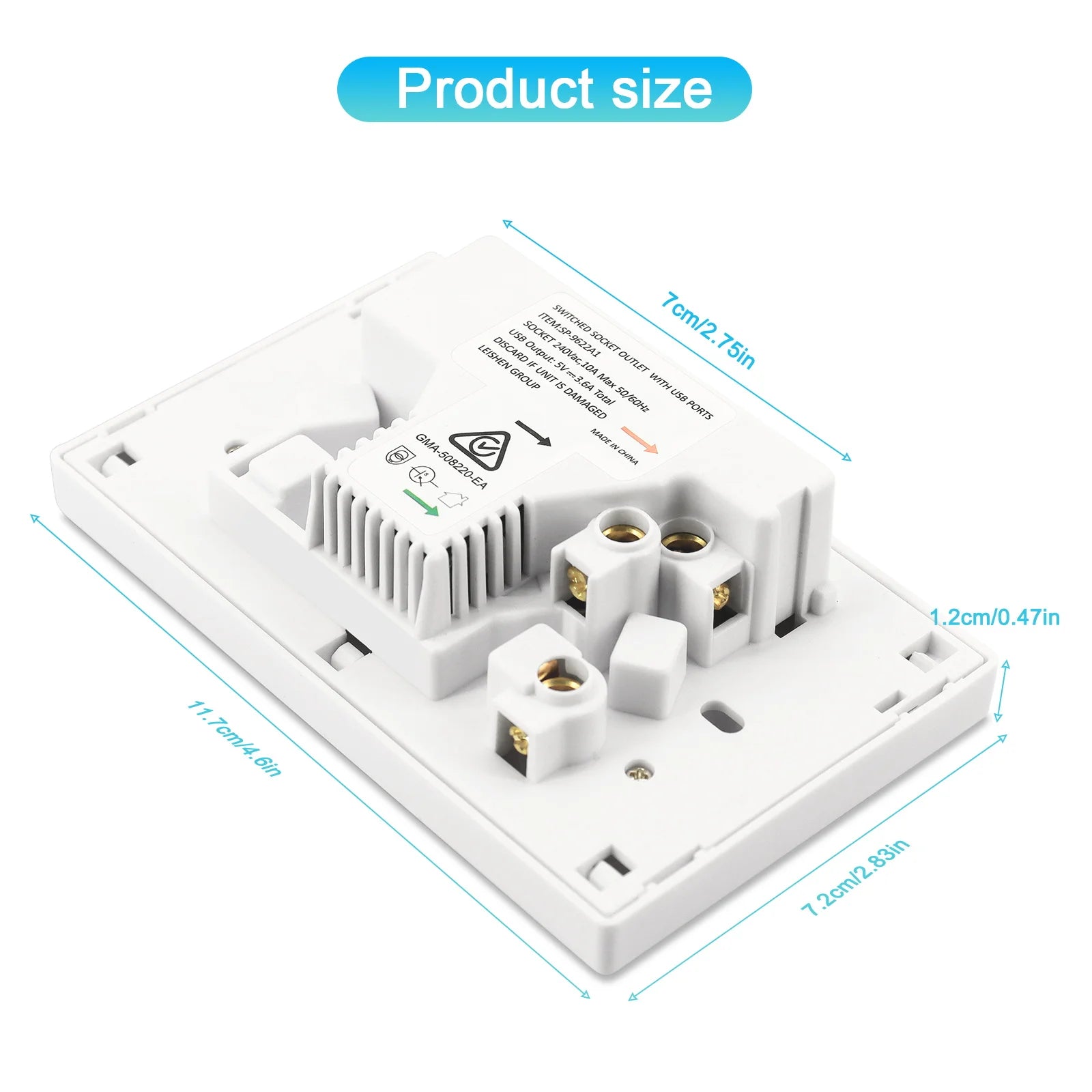 Australian Standard Dual Wall Socket with USB Ports & 2-Gang Switch - 2