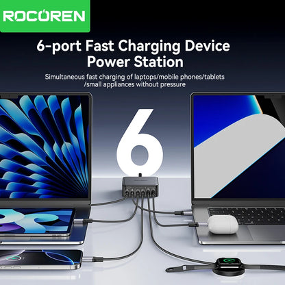 200W GaN 6-Port Desktop Fast Charger - PD USB-C Power Station