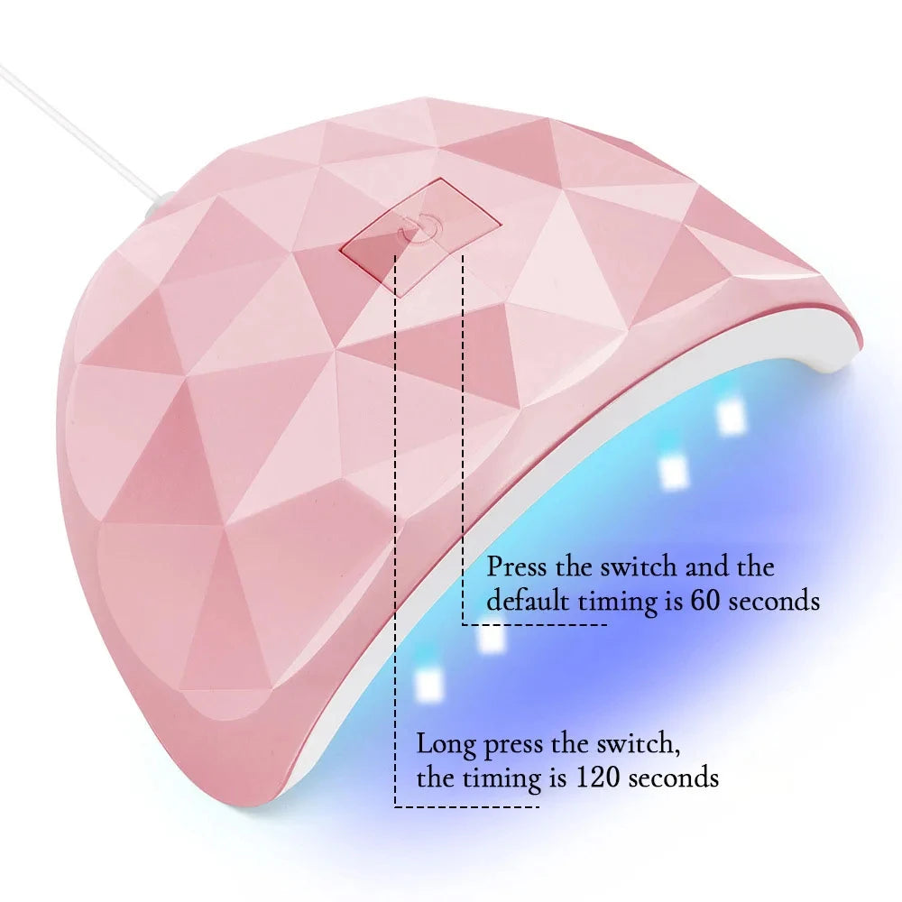 54W UV LED Nail Lamp - Portable Gel Polish Dryer with USB