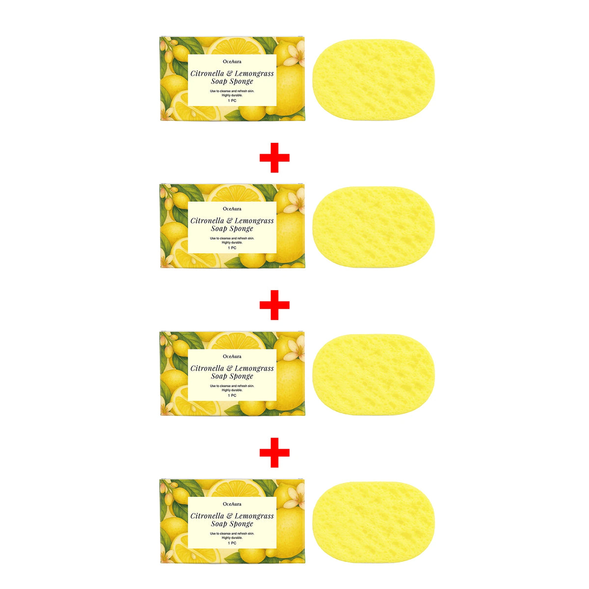 Citronella & Lemongrass Exfoliating Bath Sponge for Daily Skin Cleansing
