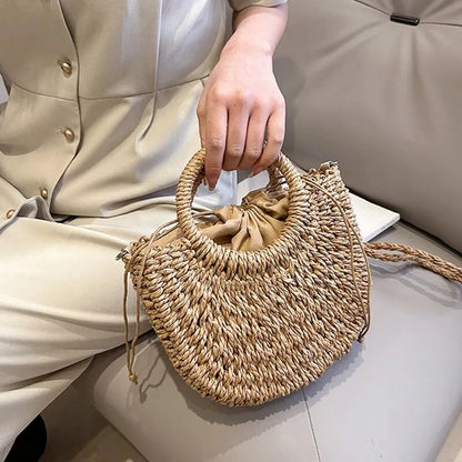 Luxury Half-Moon Straw Bag