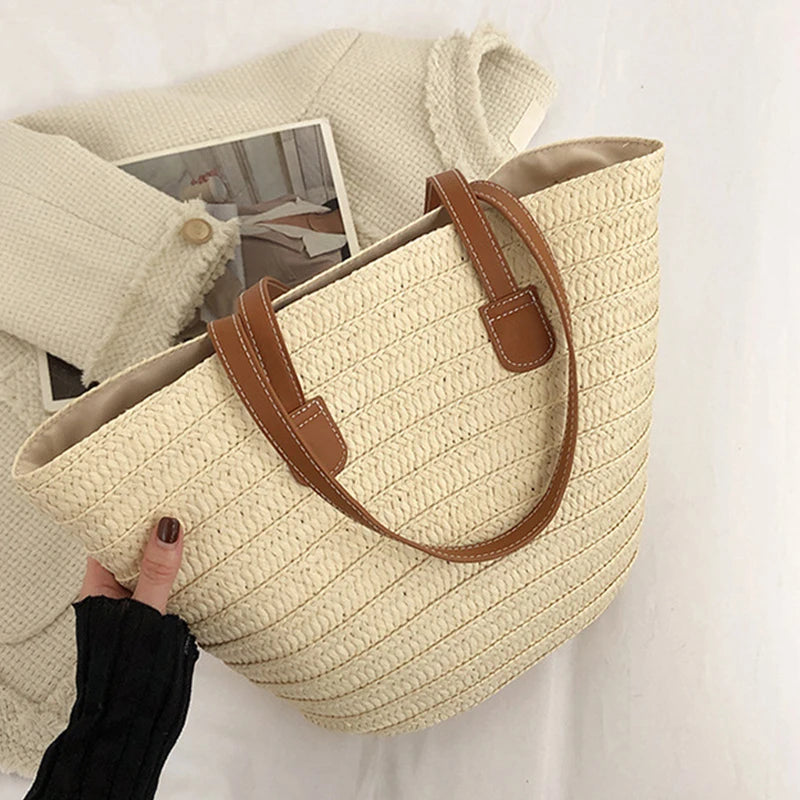 Luxury Bohemian Knitted Straw Tote