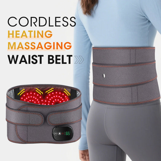 Cordless Heated Lumbar Massager Belt with Red Light Therapy & Vibration