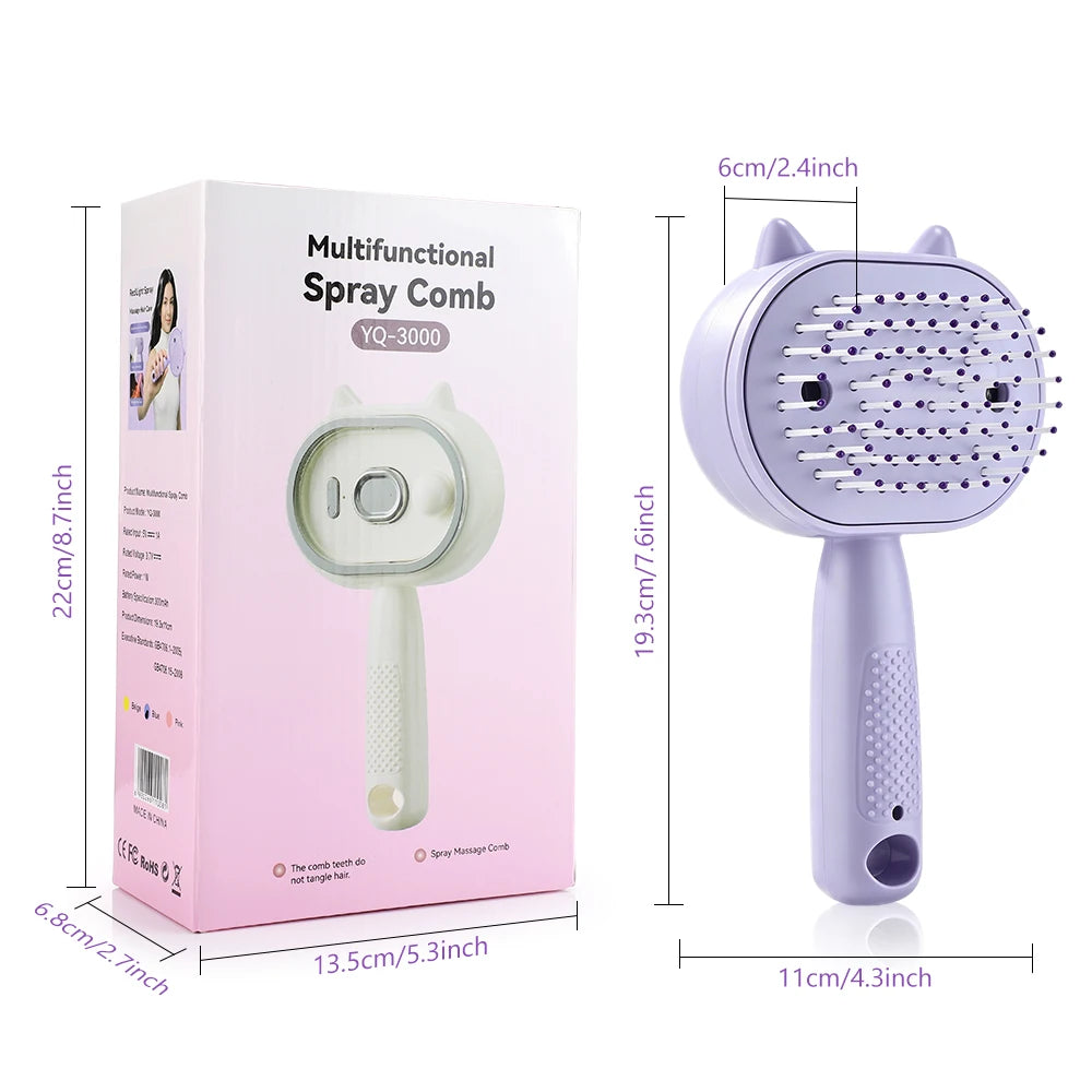 Electric Mist Spray Scalp Massager & Detangling Hair Brush with LED Light - 17