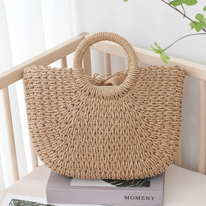Luxury Half-moon Straw Tote