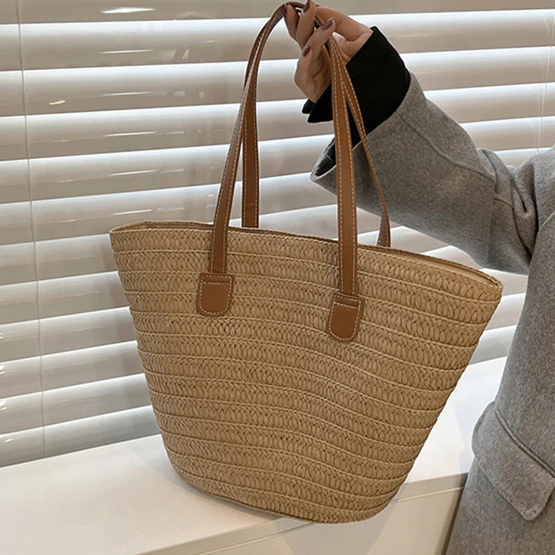 Luxury Bohemian Knitted Straw Tote