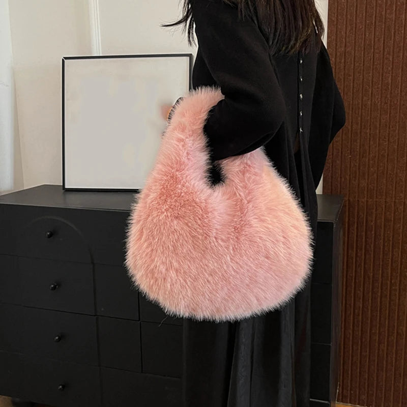 Luxury Soft Plush Bucket Bag