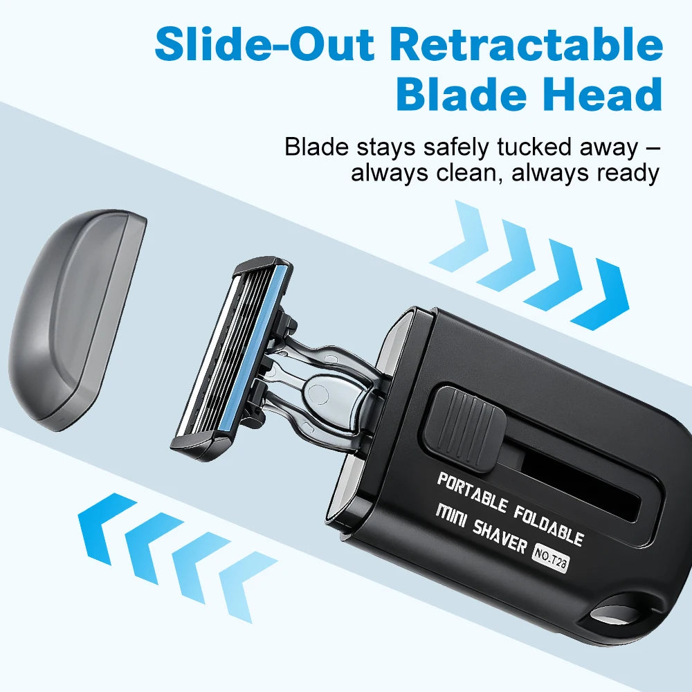 Retractable Portable Manual Travel Shaver for Men - Compact Folding Pocket Razor - 8