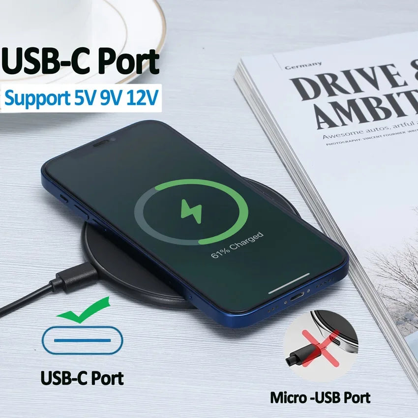 15W Fast Wireless Charging Pad - Universal Qi-Certified Charger for All Phones - 2