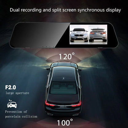 Dual Lens Rearview Mirror Dash Cam - HD 1080P Night Vision Car Recorder