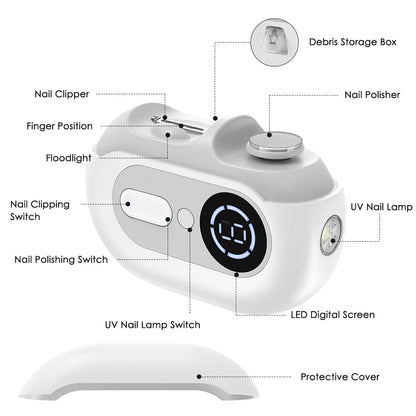 4-in-1 Electric Nail Clipper with UV Lamp and Precision Polisher
