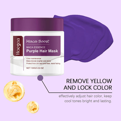 Purple Toning Hair Mask & Shampoo Set for Blonde Hair Repair & Color Protection