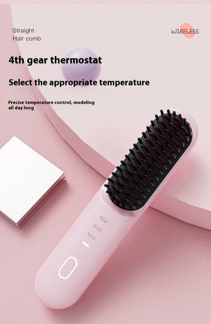 Fast Heating Cordless Hair Straightening Brush - Anti-Frizz Ionic Styling Comb