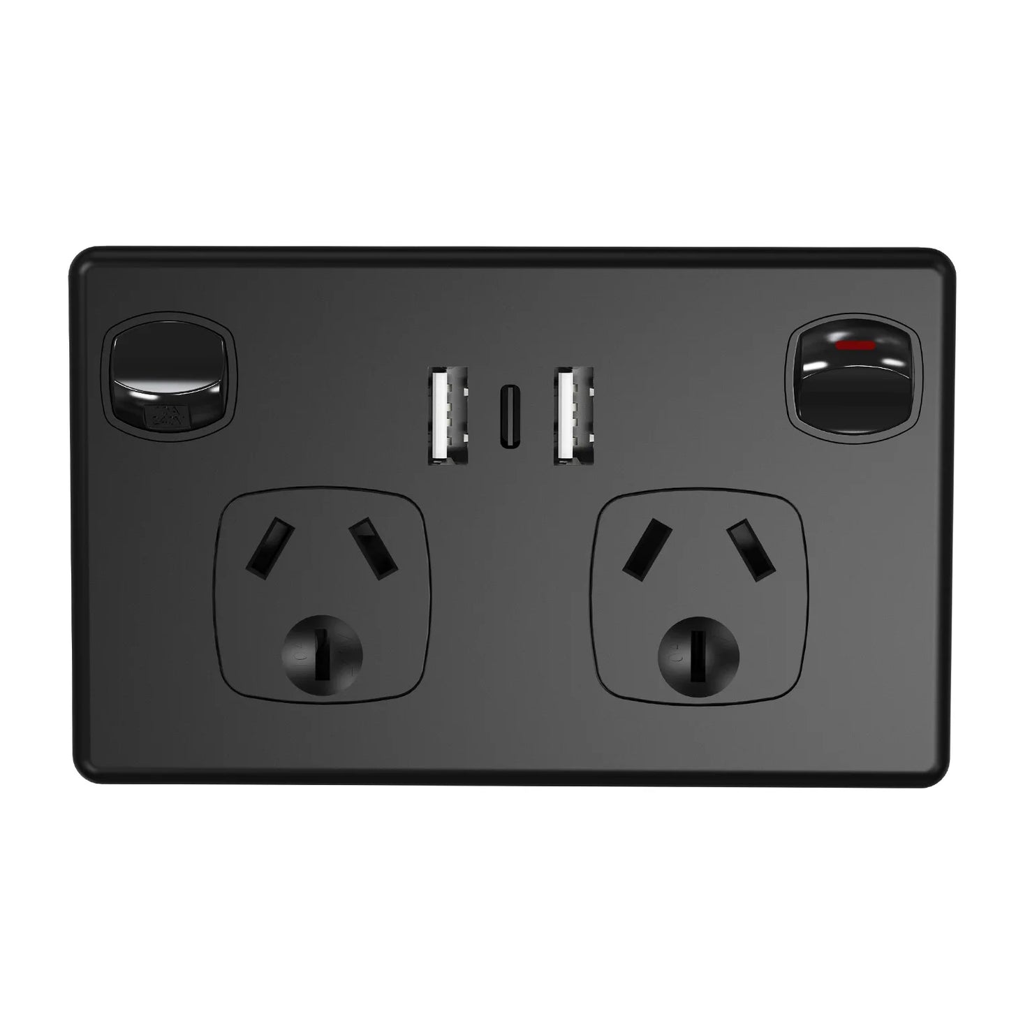 Australian Standard Dual Wall Socket with USB Ports & 2-Gang Switch