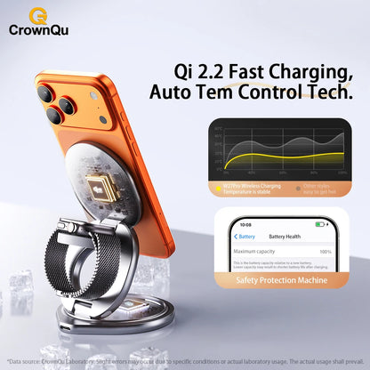 Qi2.2 25W 3-in-1 Magnetic Wireless Charging Station for iPhone & Watch