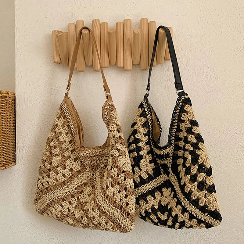 Luxury Woven Straw Beach Bag