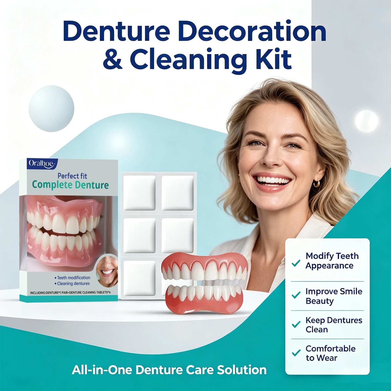 Cosmetic Temporary Denture Kit - Realistic Upper & Lower Smile Veneer - 5