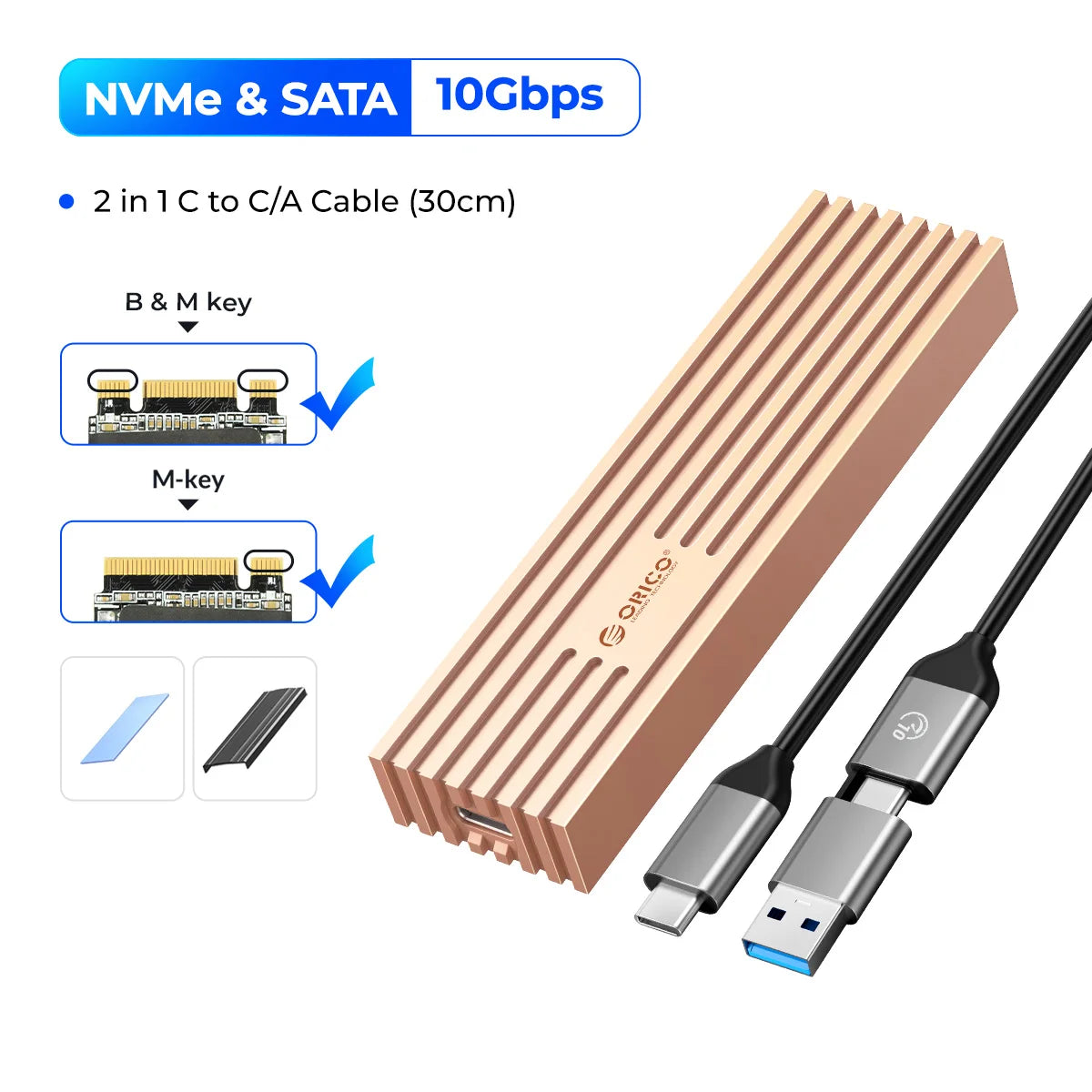 ORICO NVMe M.2 SSD Enclosure 40Gbps USB4 External Case for PCIe SSD - 23