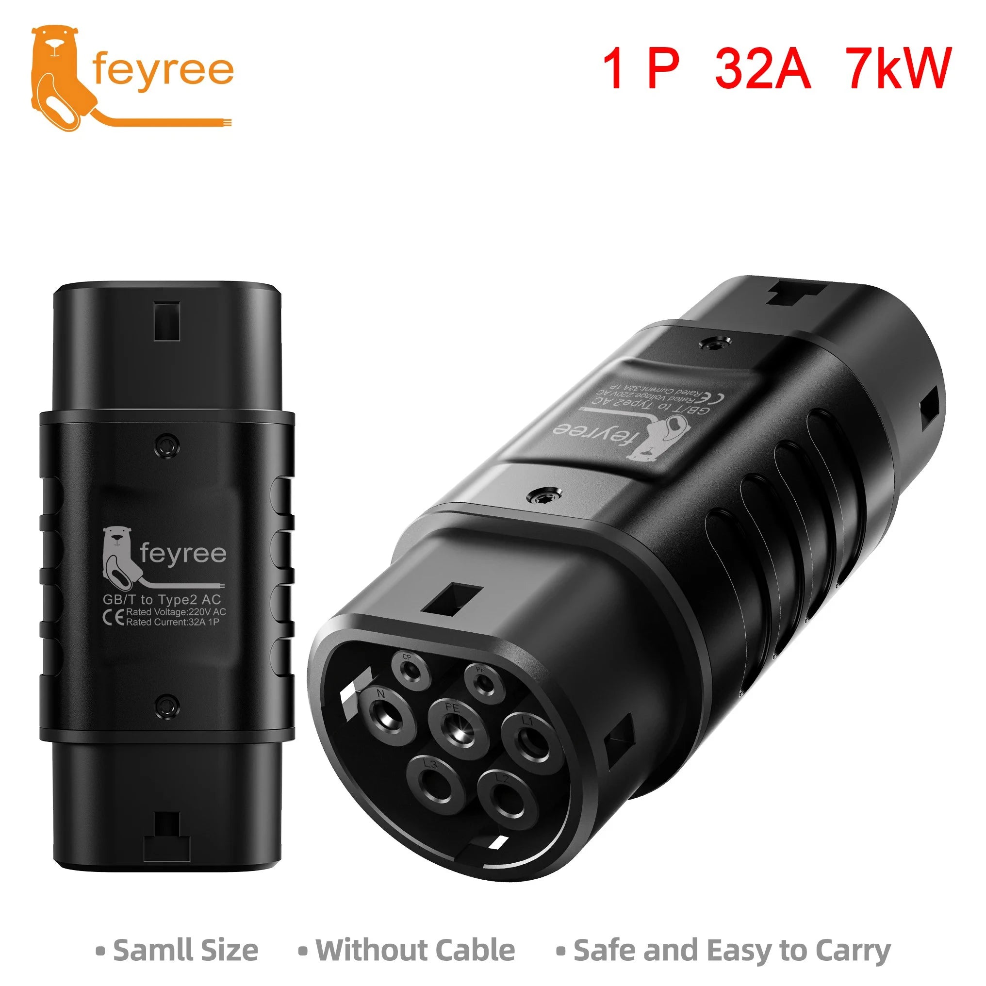 GB/T to Type 2 EV Charging Adapter - 32A Fast Charger Converter - 17