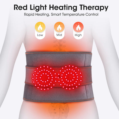 Cordless Heated Lumbar Massager Belt with Red Light Therapy & Vibration