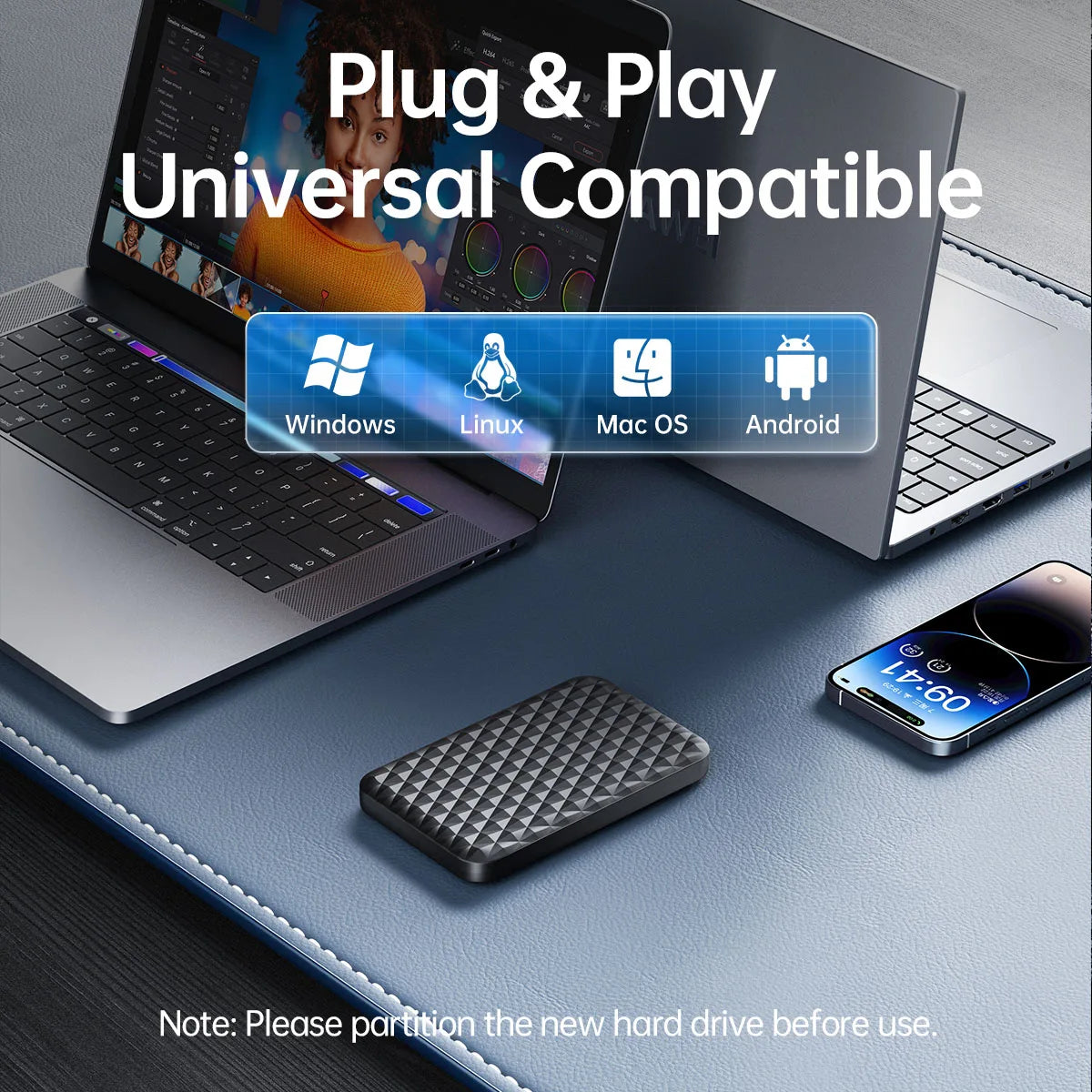 Orico 2.5" USB 3.0 SATA Hard Drive Enclosure - Tool-Free External SSD Case