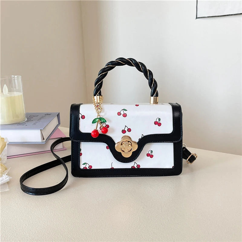 Luxury Cherry Print Crossbody Bag