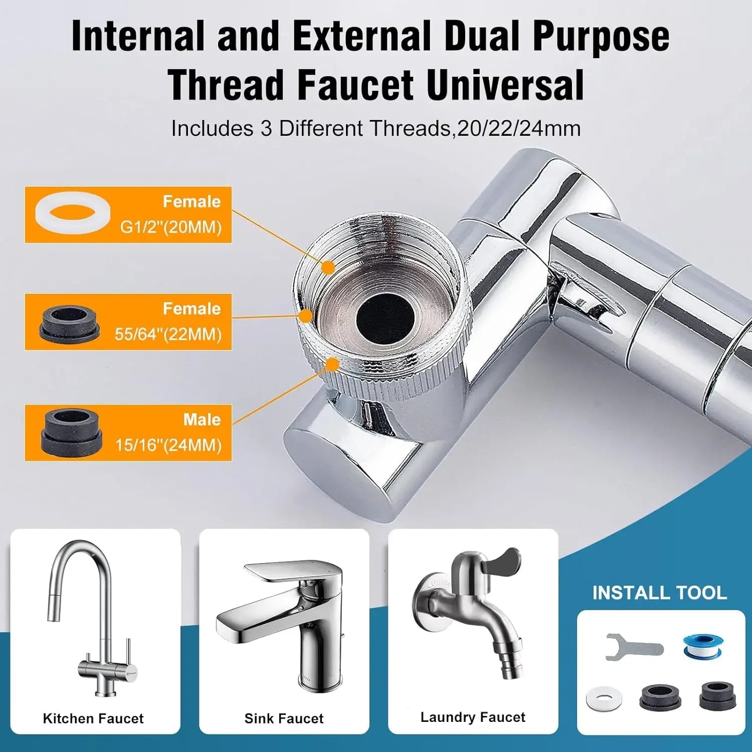 Universal 1440° Swivel Faucet Extender with 2 Modes - 5