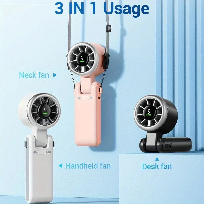 3-in-1 Rechargeable Mini Fan | 5-Speed Foldable Handheld Fan - 7