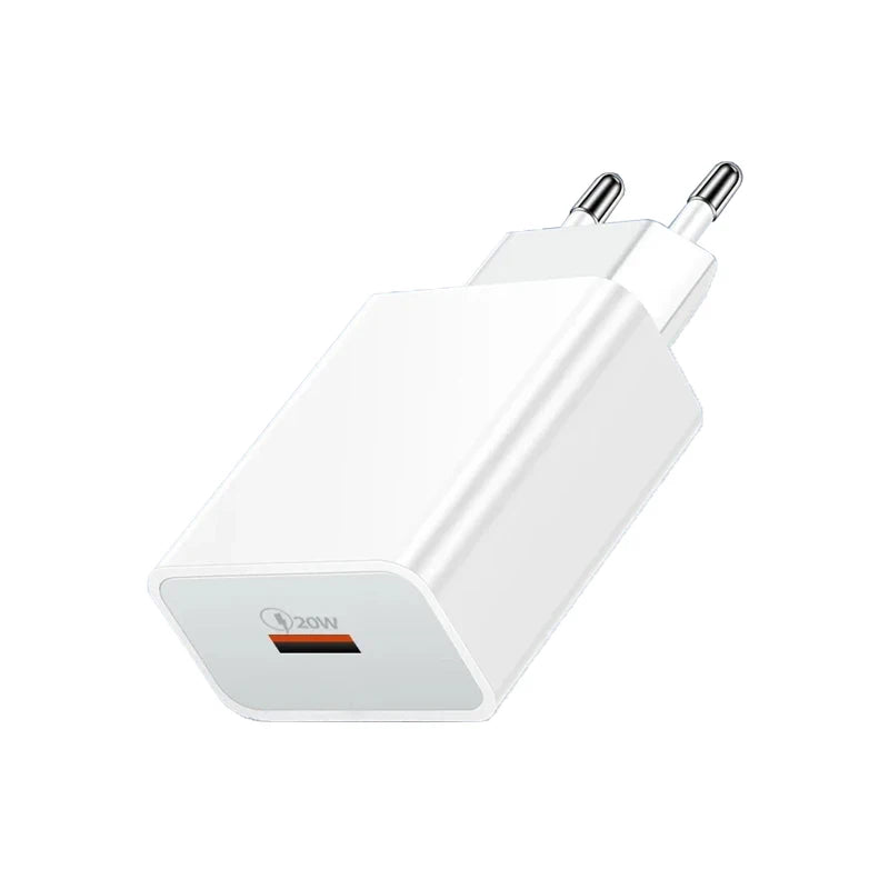 20W USB Fast Wall Charger with Type-C Cable for Smartphones & Tablets