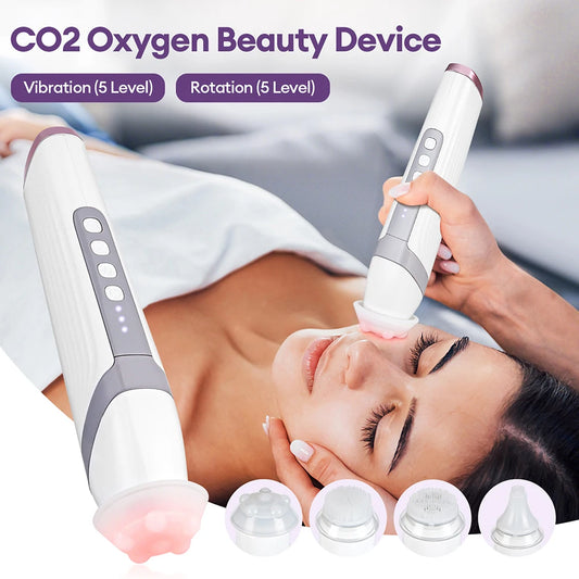 CO2 Oxygen Bubble Facial Machine - Portable LED Light Therapy Deep Cleansing Face Massager