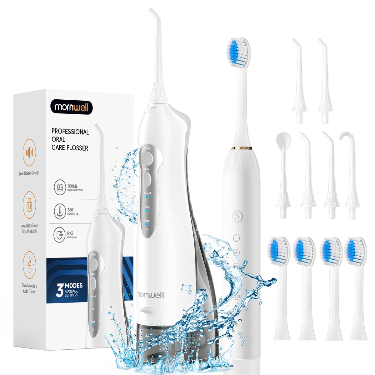 Portable Water Flosser and Sonic Electric Toothbrush Combo Set