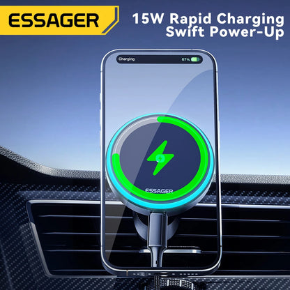 Magnetic Wireless Car Charger & Phone Holder for iPhone 16/15/14
