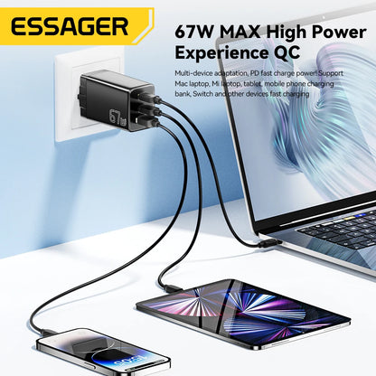 Essager 67W GaN USB-C Fast Wall Charger - Multi-Port Power Adapter