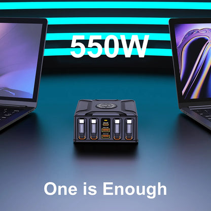 550W 7-in-1 GaN Fast Charging Station with 4 Built-in Retractable Cables
