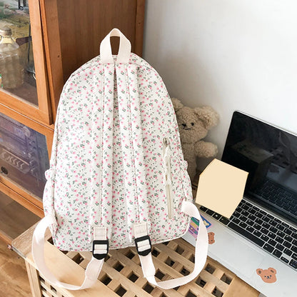 Luxury Floral Nylon School Backpack