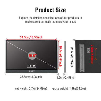 15.6" Portable IPS Monitor 1080P HDR - Touch & Non-Touch Options