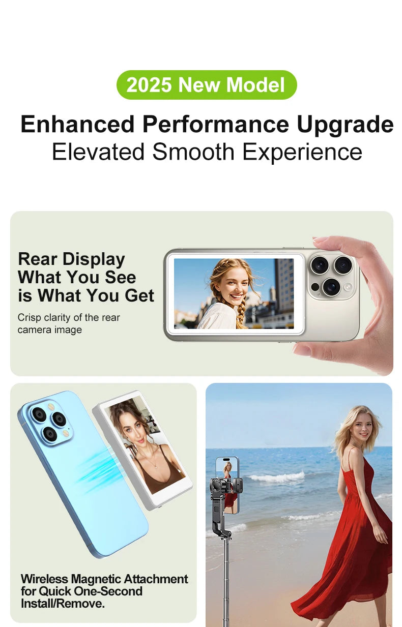 Magnetic Phone Monitor: HD Wireless External Screen for Selfie & Vlogging