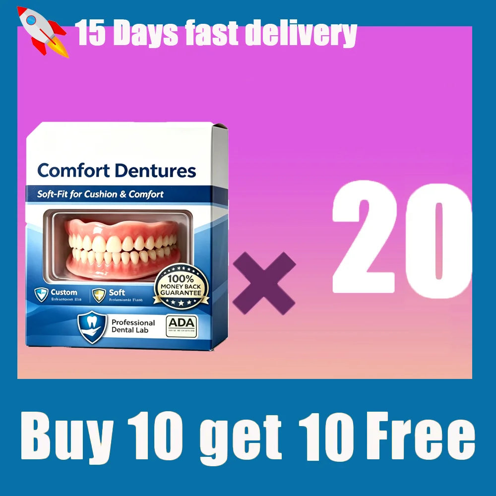 Flexible Silicone Denture Set – Realistic Upper & Lower Fake Teeth for Natural Smile - 7