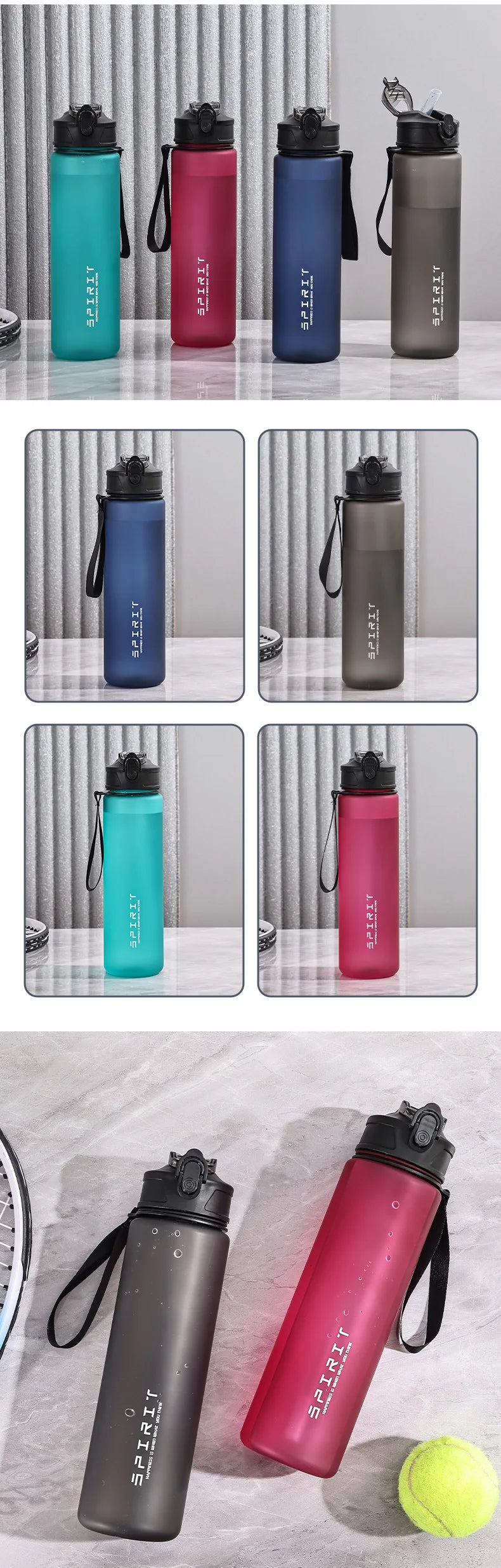 750ml Leak-Proof Sports Water Bottle with Straw & Carrying Handle - 7