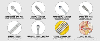 Professional Stainless Steel Ear Wax Removal Kit & Cleaning Tool Set