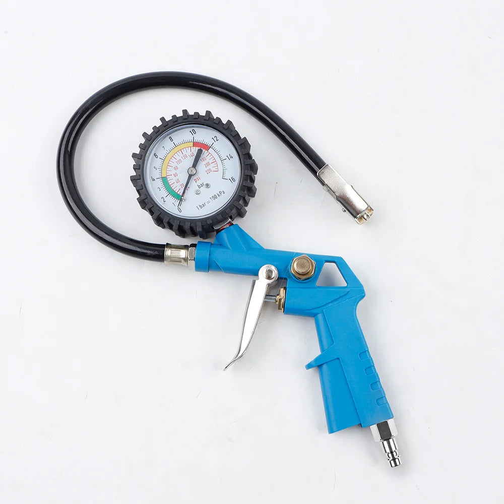 220 PSI Tire Inflator with Pressure Gauge & Air Hose for Cars & Motorcycles