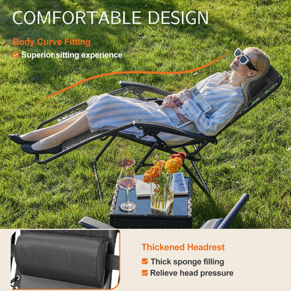 Zero Gravity Recliner Chair - Portable Folding Outdoor Lounge with Tray