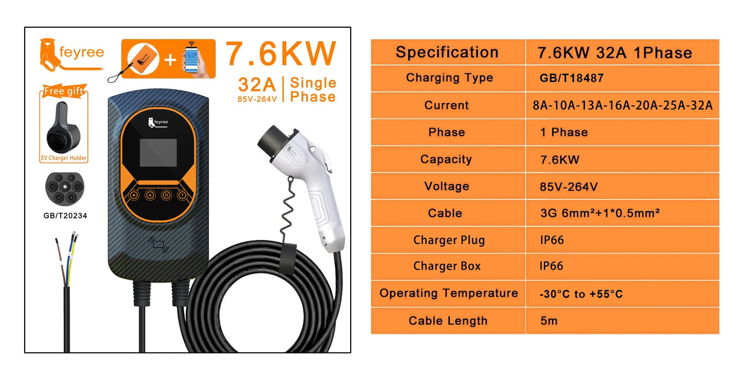 Smart EV Wallbox Charger - WiFi APP Control GB/T Electric Vehicle Charging Station