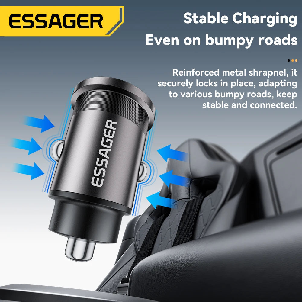 45W Dual Port Fast Car Charger - USB-C & USB-A PD Fast Charging Adapter - 6
