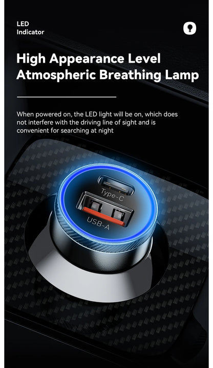 Essager 54W Dual Port Fast Car Charger - USB-C & USB-A PD/QC 3.0 Adapter