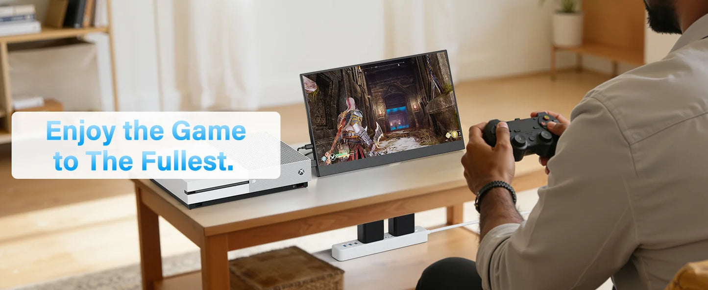15.6" Portable FHD 1080P Monitor - Slim IPS USB-C & HDMI Travel Display