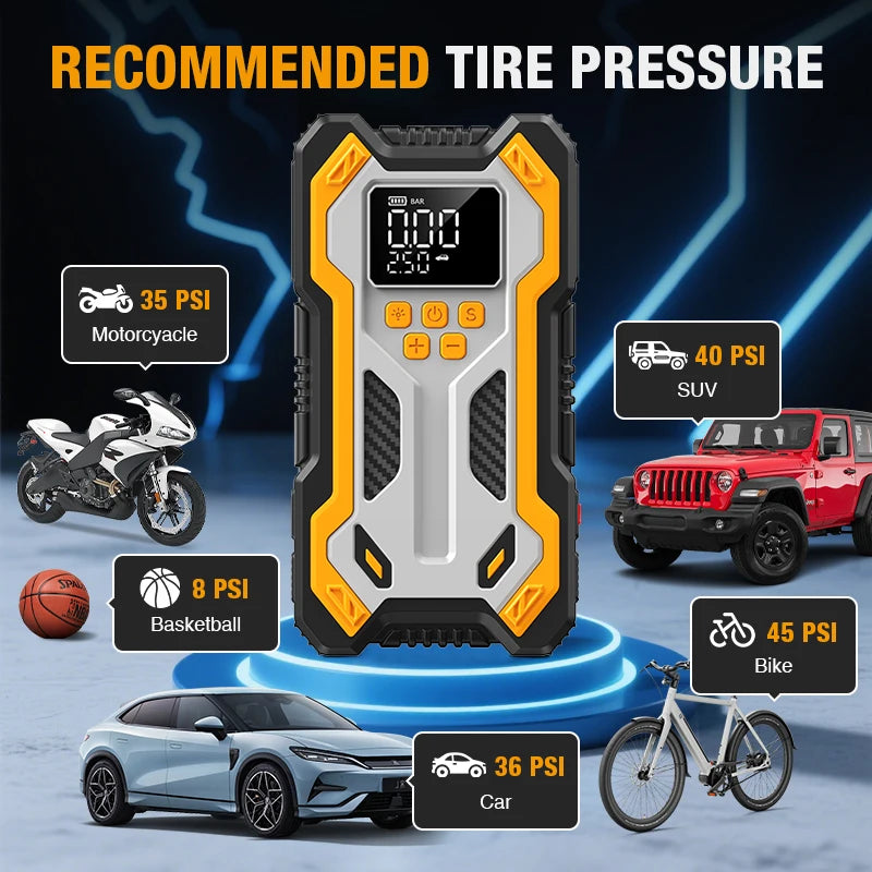 7000A Portable Car Jump Starter & 160PSI Tire Inflator for Emergency - 4